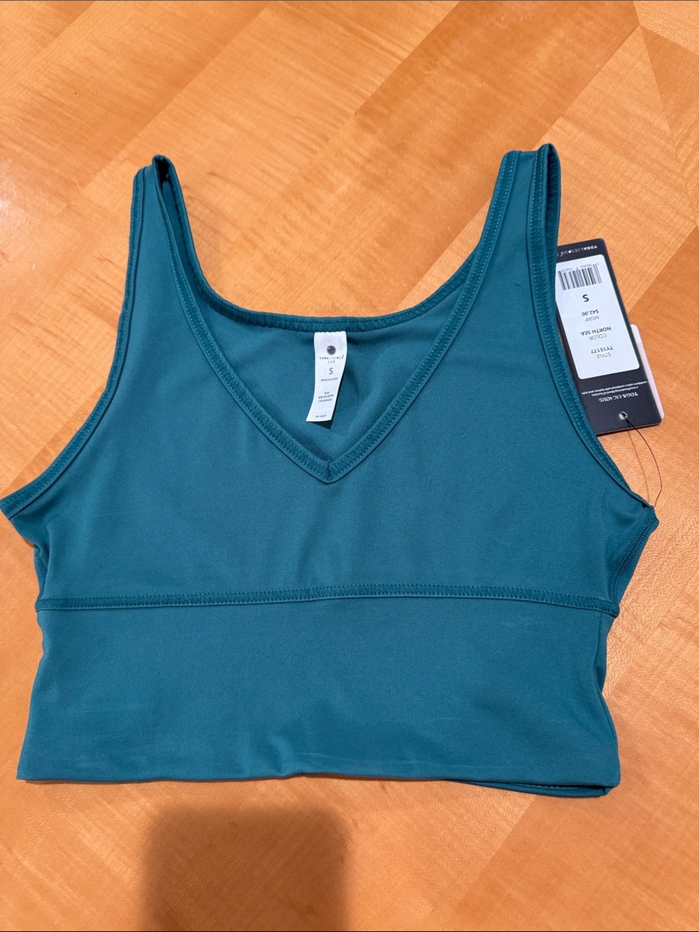 Yogalicious Teal V-Neck Low-Impact Sports Bra Crop